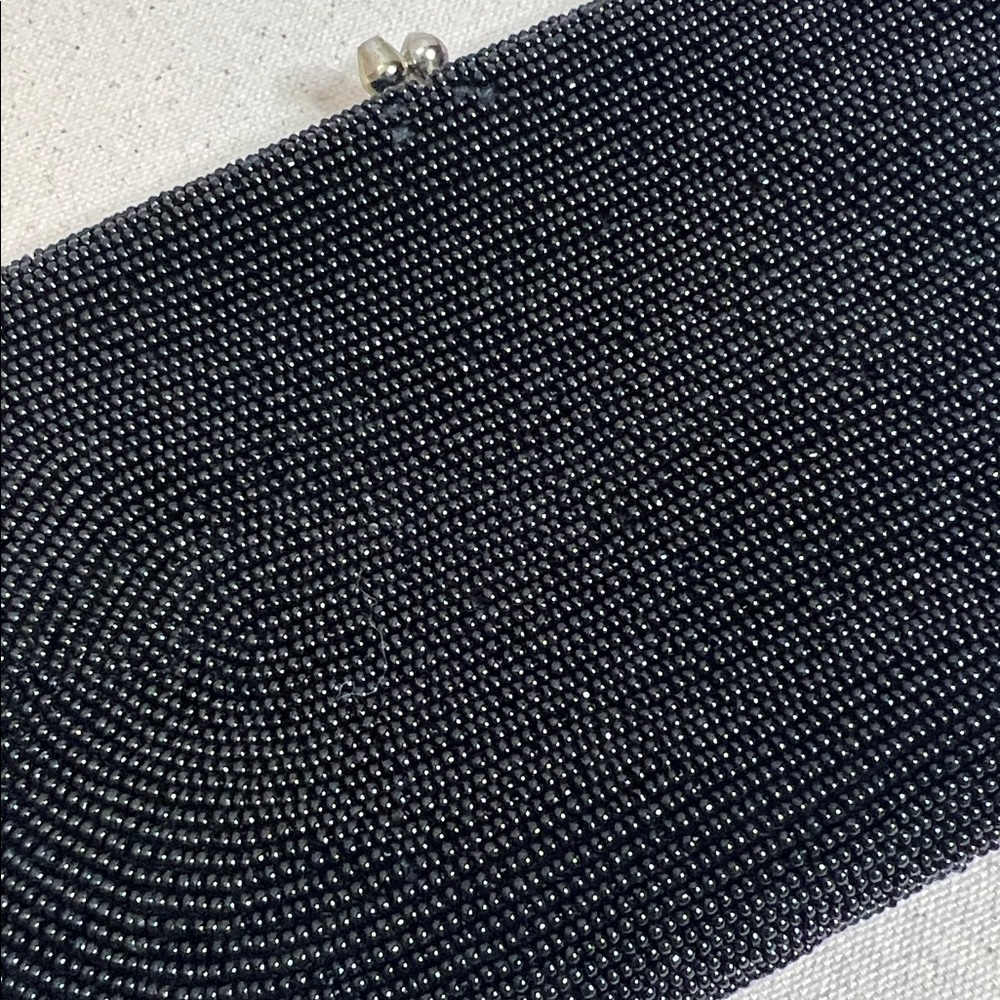 Vintage Black Beaded Evening Clutch Made in Japan – Stunning Hand-Beaded Design - Picture 6 of 10